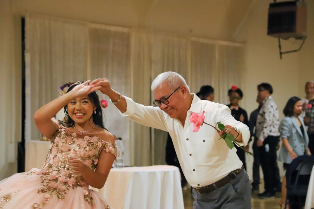 Father daughter dance twirl pink gown private event Aubrie